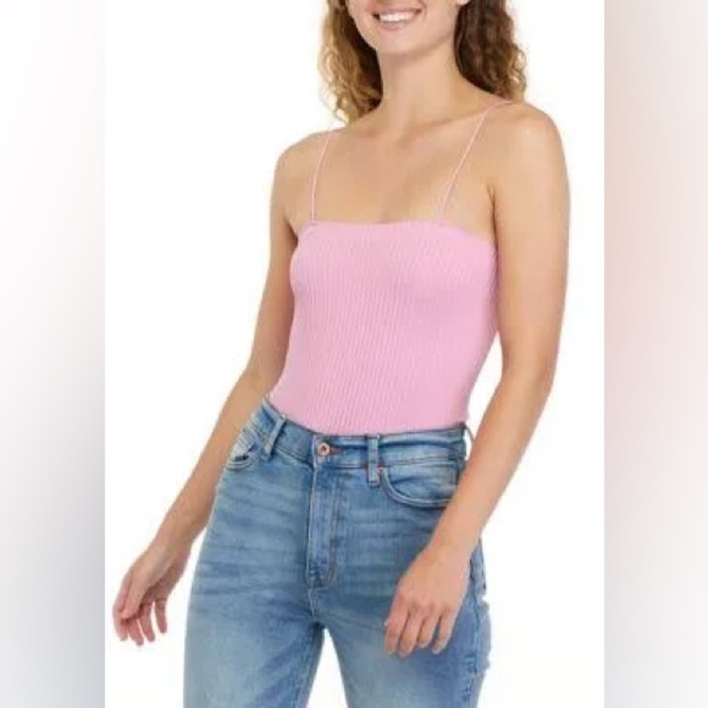 EUC! High-end ribbed textured square neck bodysuit with stretchy straps.